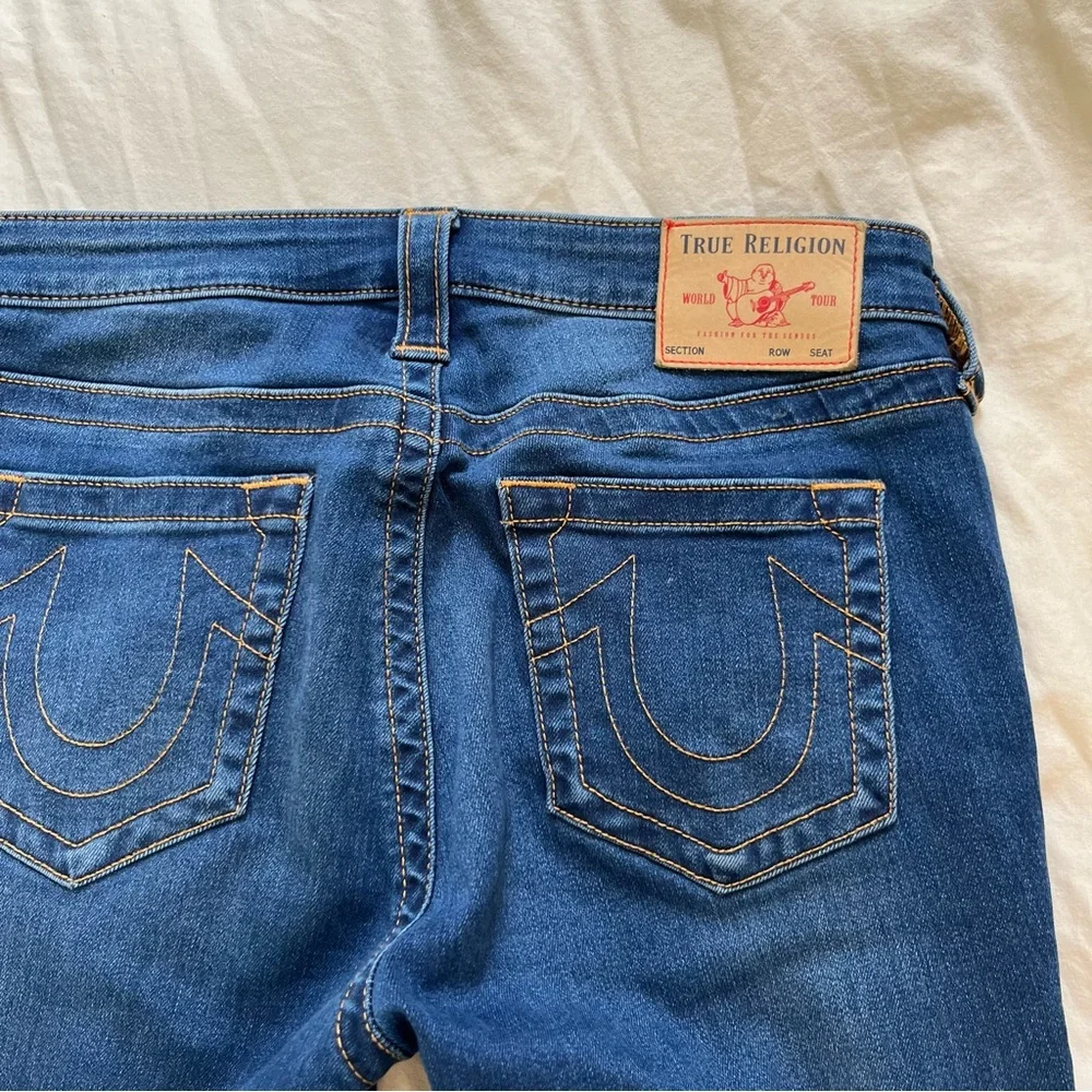 Women’s True Religion Billie Mid-Rise Straight Raw-Hem Blue‎ Jeans - Picture 6 of 7